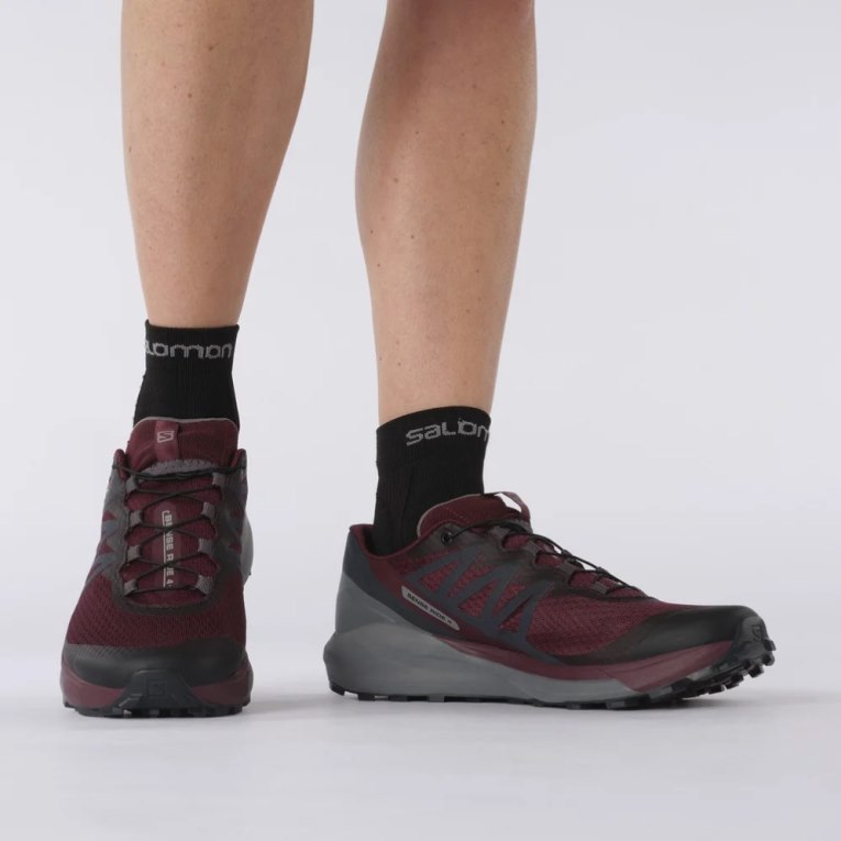 Sapatilhas Trail Running Salomon Sense Ride 4 Feminino Bordeaux Cinzentas Escuro | PT D74923